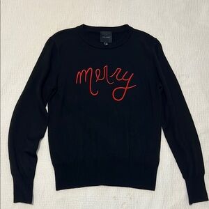 Alex Marie Black Christmas Sweater with Red Script